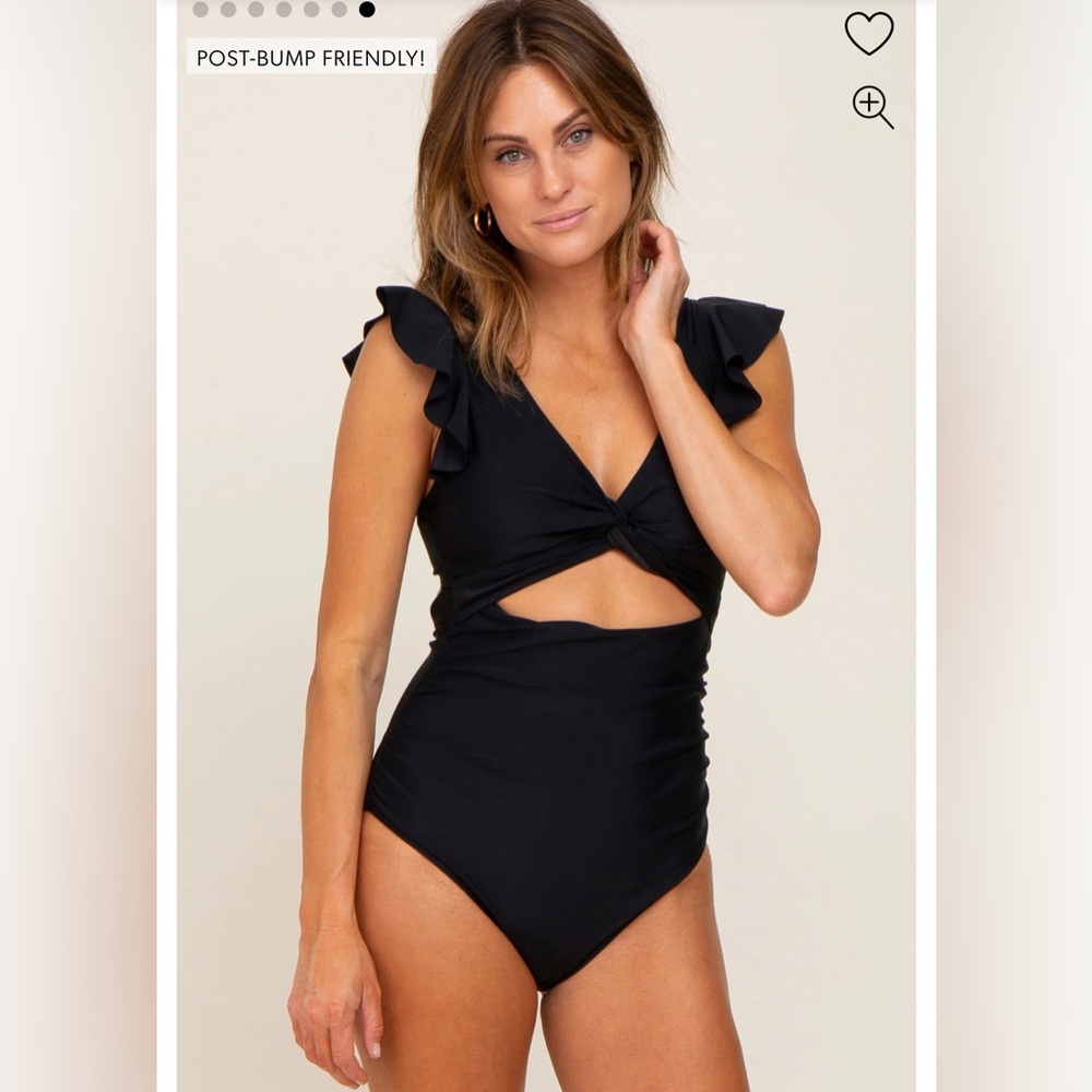 PINKBLUSH Black Cutout Flutter One Piece Maternity Swimsuit - Picture 4 of 5